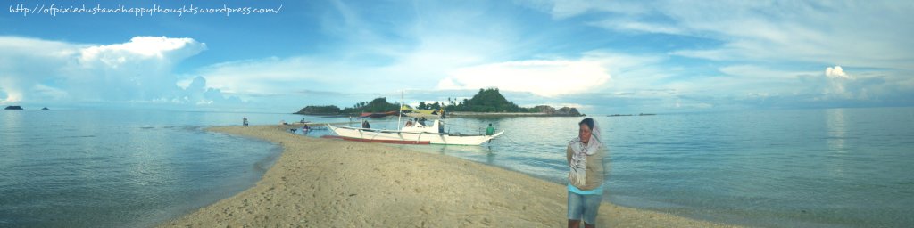 Bantigue Sandbar panorama. With Ate Gilda, our guide